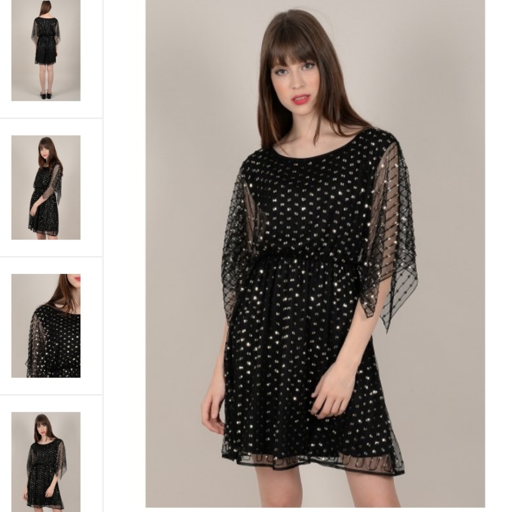 Black and Gold Sequin Dress